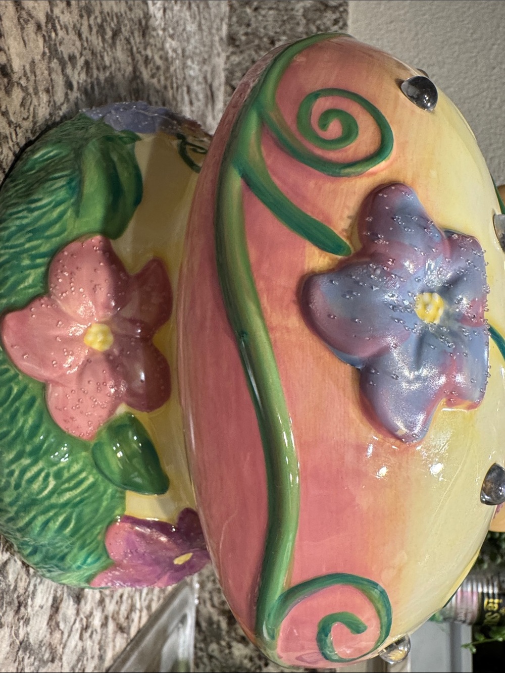 Disney Antique tinkerbell on mushroom with flowers and sparkles cookie jar - Picture 7 of 10